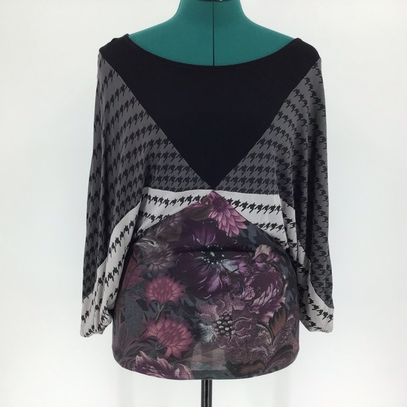 Smash Pattern Blocked Dolman Sleeve Blouse, Medium - Picture 4 of 16